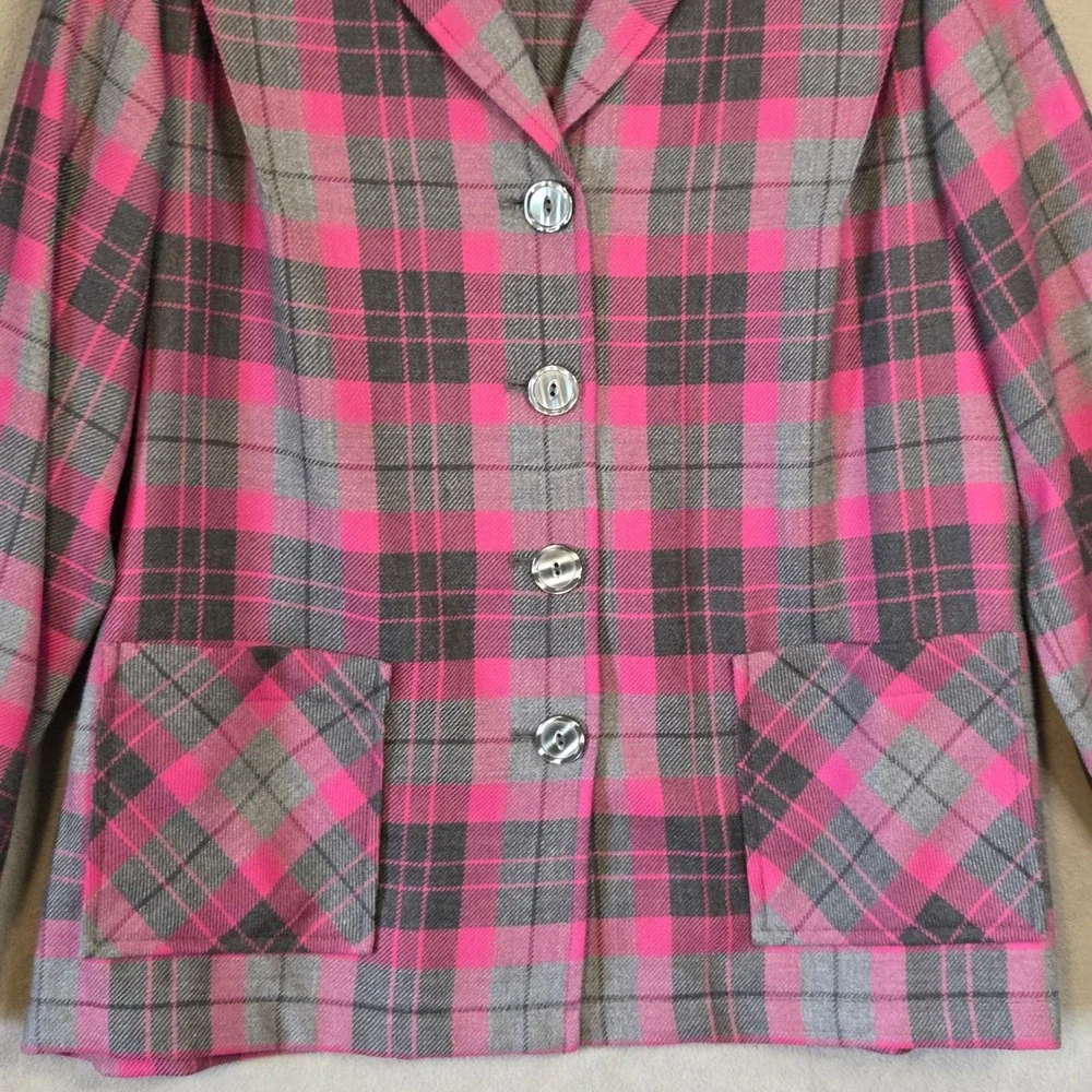 Pendleton Plaid Wool Jacket Blazer Women's Medium Petite Academia Preppy Office